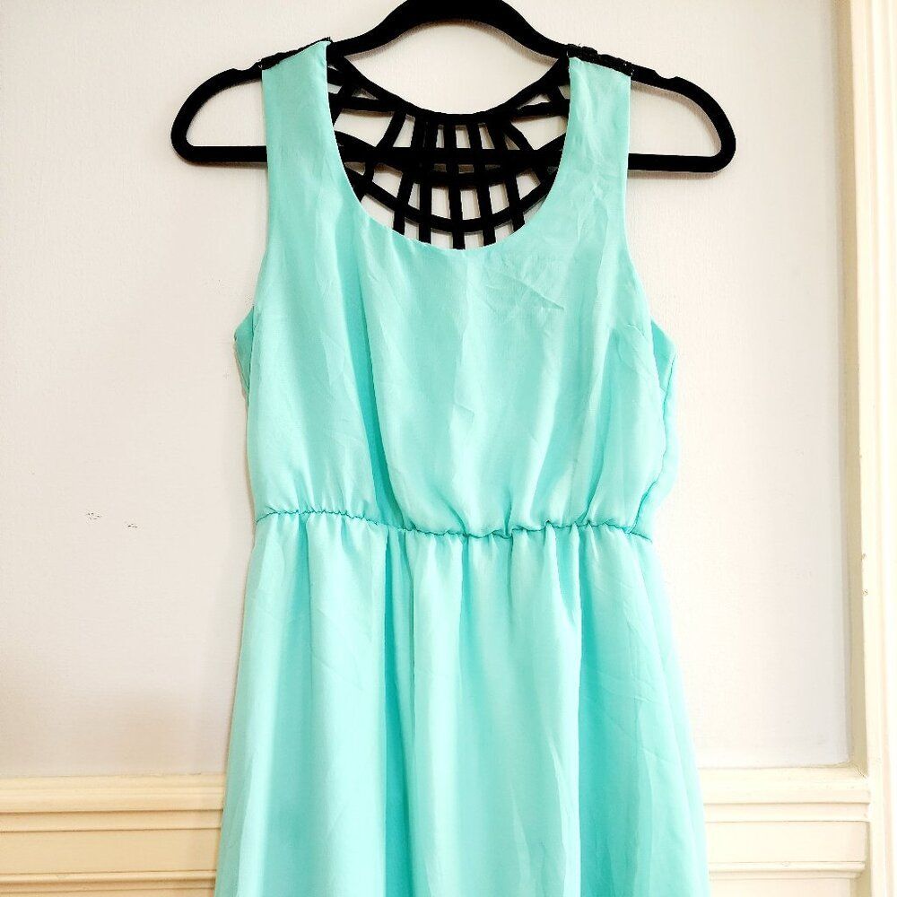 Charlotte Russe mint green dress with embroidery mesh back‎ size S